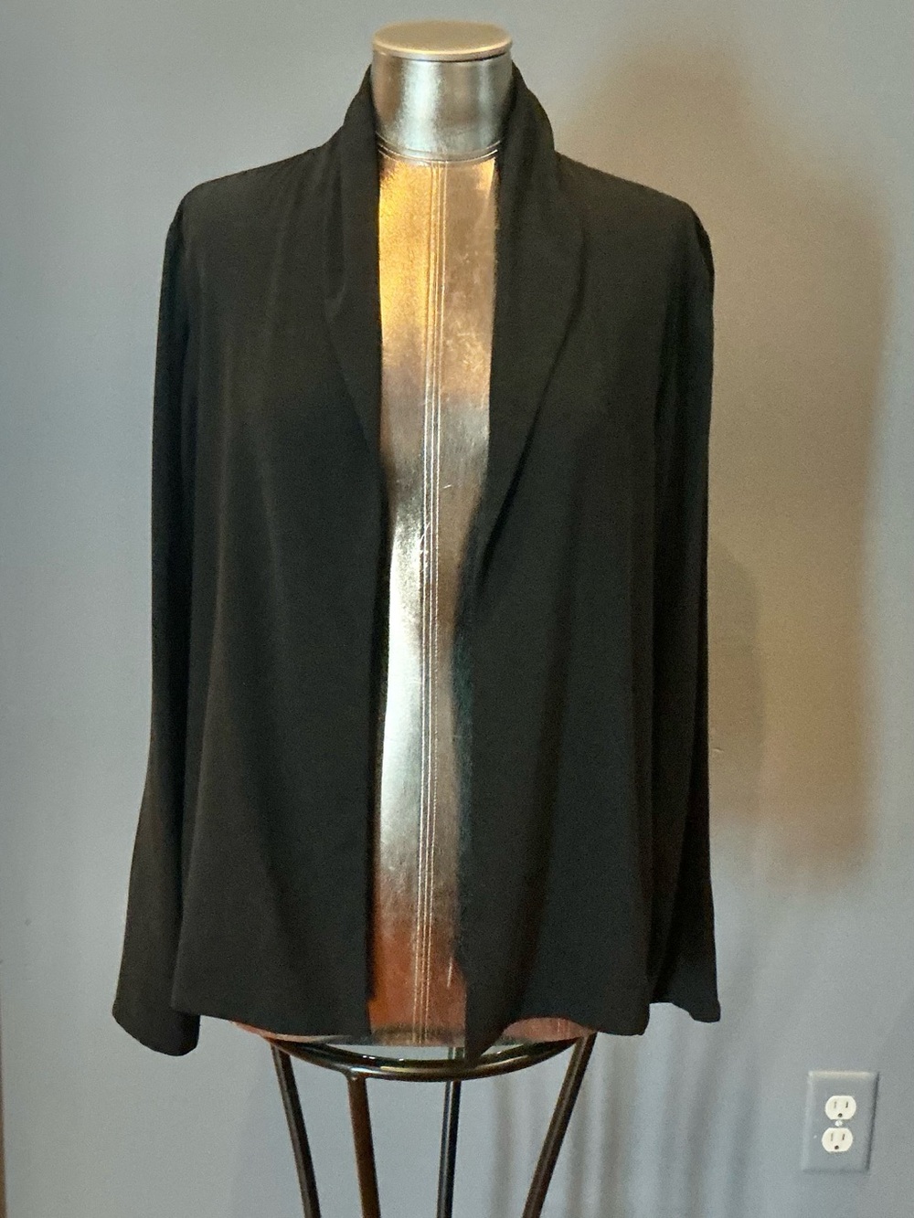 Eileen Fisher Black Silk Open Jacket